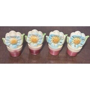 2 Sets Vintage 1940s SHAWNEE Pottery FLOWER POT Salt & Pepper SHAKERS MCM Daisy